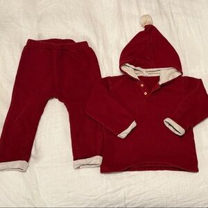 H&M Red Elf Gnome Toddler Holiday Christmas Winter Sweatpants & Hoodie Set 2T